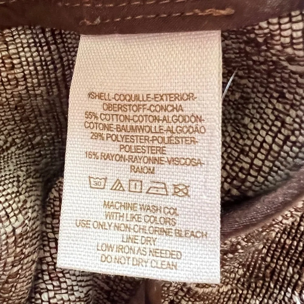 Free People Jacquard Tapestry Moto Blazer Jacket Brown/Cream Size 8 GUC